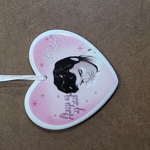 Elvis Presley pink heart shaped ceramic ornament